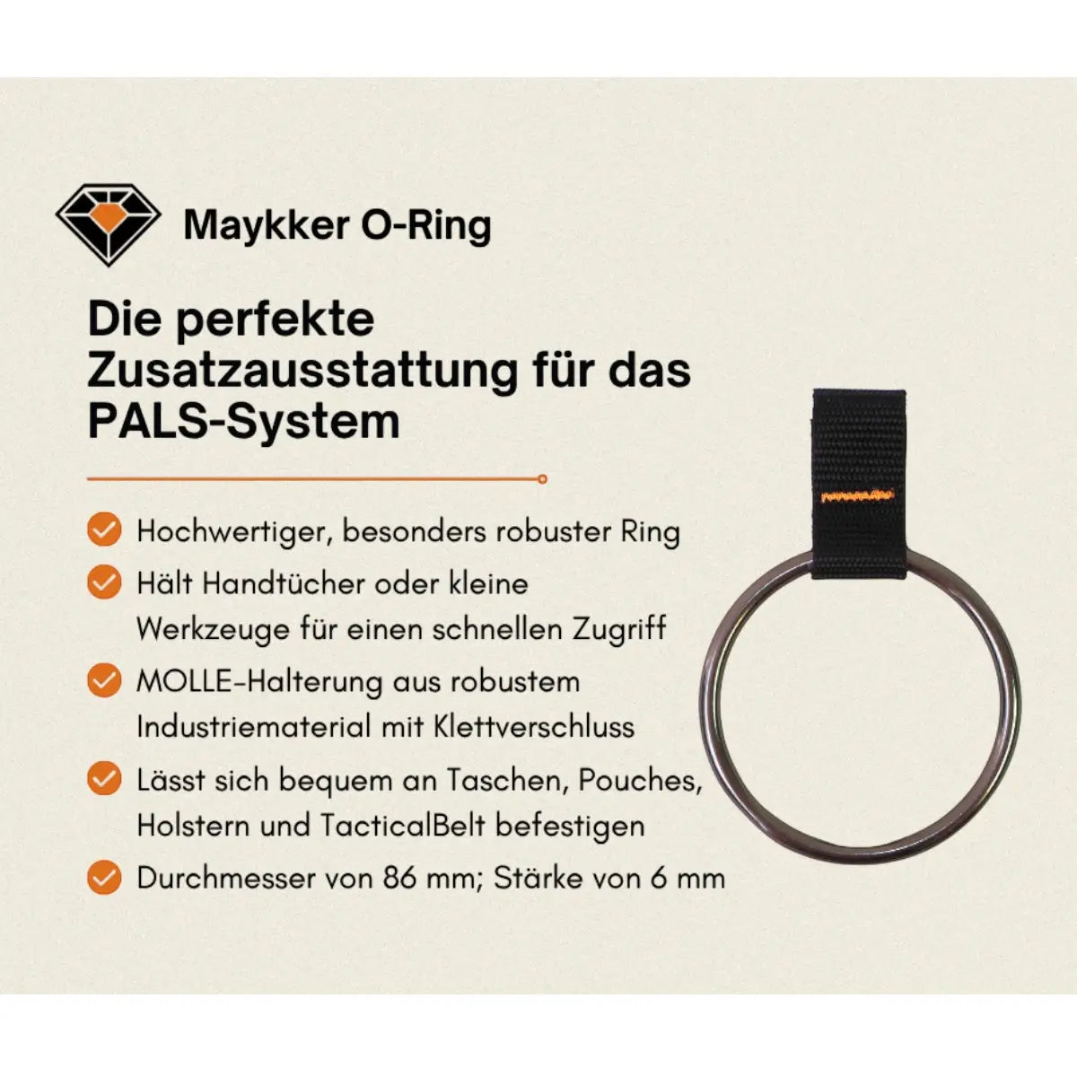MAYKKER O-Ring für schnelles Ein- und Ausfädeln von Tüchern Eigenschaften