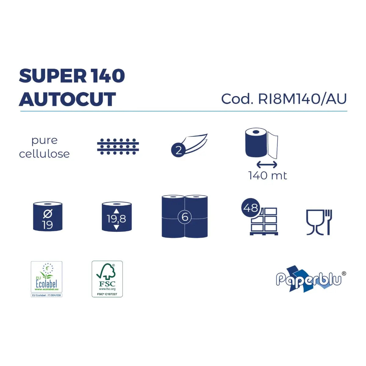 PAPERDI Handtuchrolle Autocut 2-lagig 6 Rollen