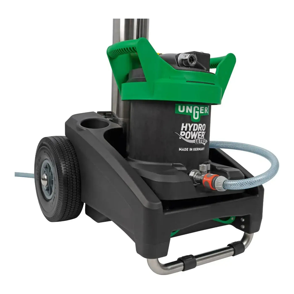 Unger hydro power ultra pressure washer in green and black with wheeled base for efficient cleaning
