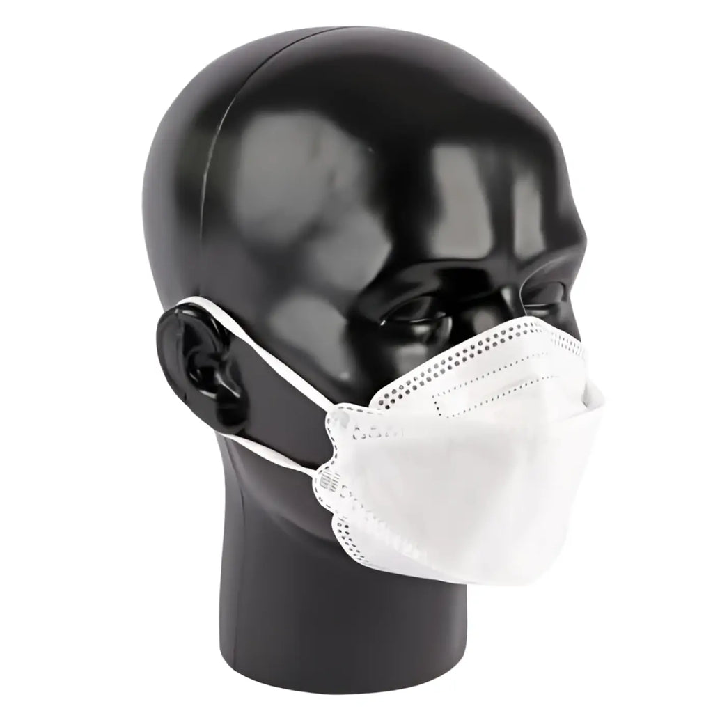 Weiße disposable Atemschutzmasken FFP2 mit elastischen Ohrschlaufen und plissee design aus PP 20 stück