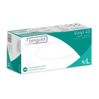 Teal und weiße box bingold vinyl einweghandschuhe puderfrei transparent größe 9 l 100 stück