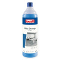 Eine blaue plastikflasche buzil blitz orange g 482 alkoholreiniger mit orangenduft und weißem etikett