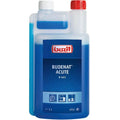 Blaue flasche mit 1 liter budenat acute d441 desinfektionsreiniger und weißer kappe mit rotem schraubverschluss