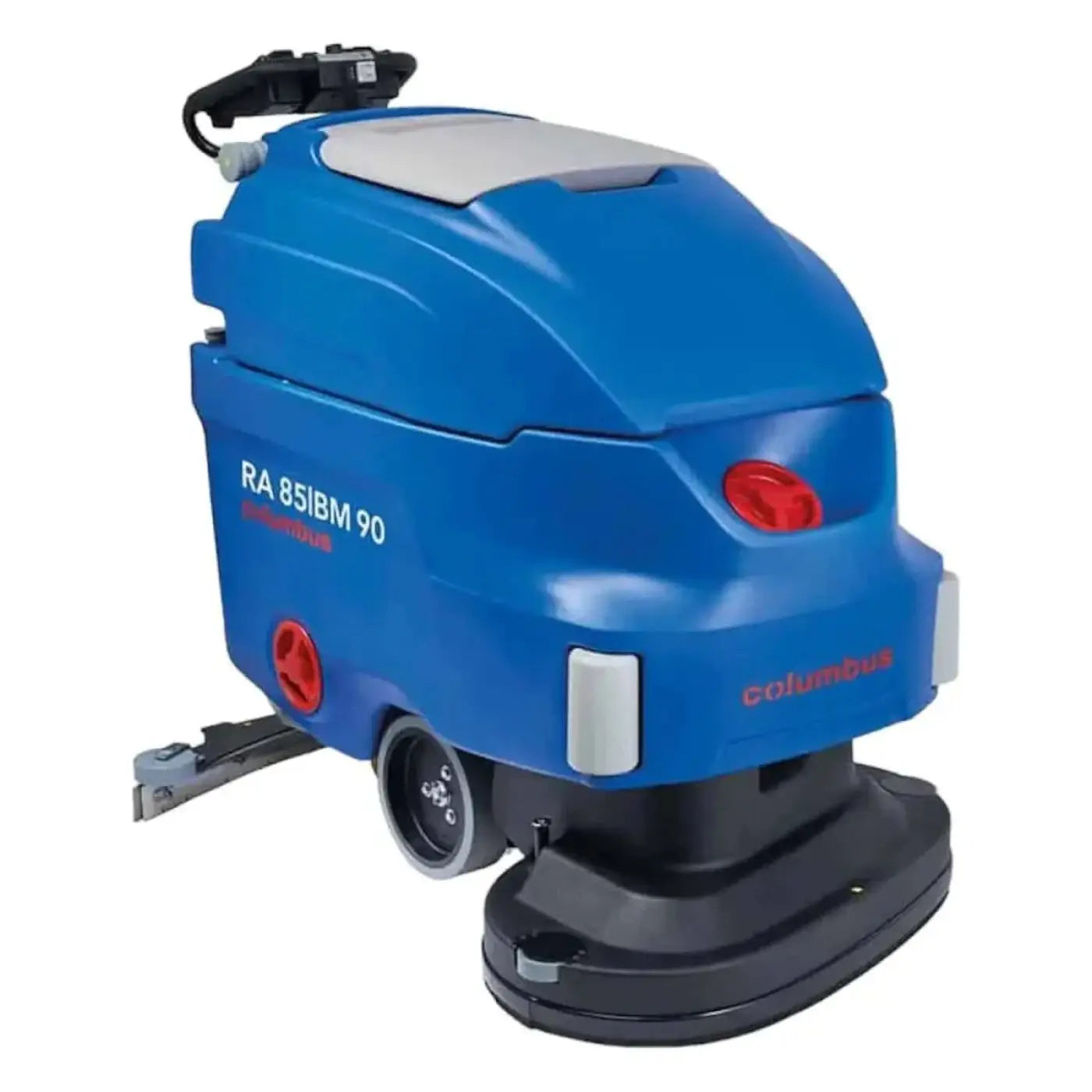 Blau schwarzer industrie-bodenschrubber mit roten akzenten modell ra 85ibm 90 von columbus für scheuersaugmaschine