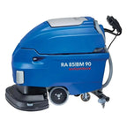 Blauer und grauer columbus ra 85 bm 90 scheuersaugmaschine mit schlankem industrie design, rückansicht