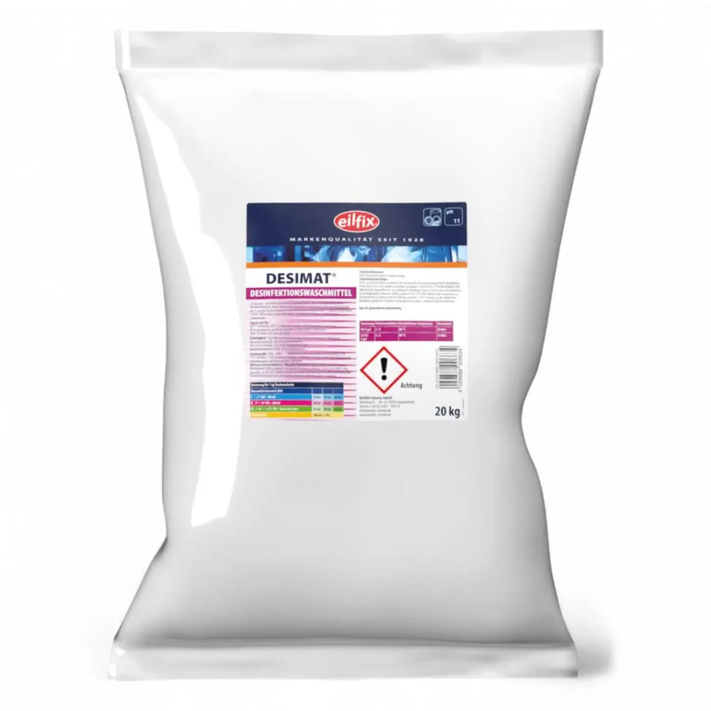 Weiße plastikverpackung desinfektionswaschpulver desimat von elfix 20 kg zur desinfektion