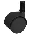 Schwarze doppellenkrolle aus kunststoff mit bundstift und gewindemontage für einfachen einbau