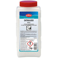 Weiße plastikflasche mit rotem deckel und blauem etikett eilfix entkalker pulver 1kg dose für industrieanlagen
