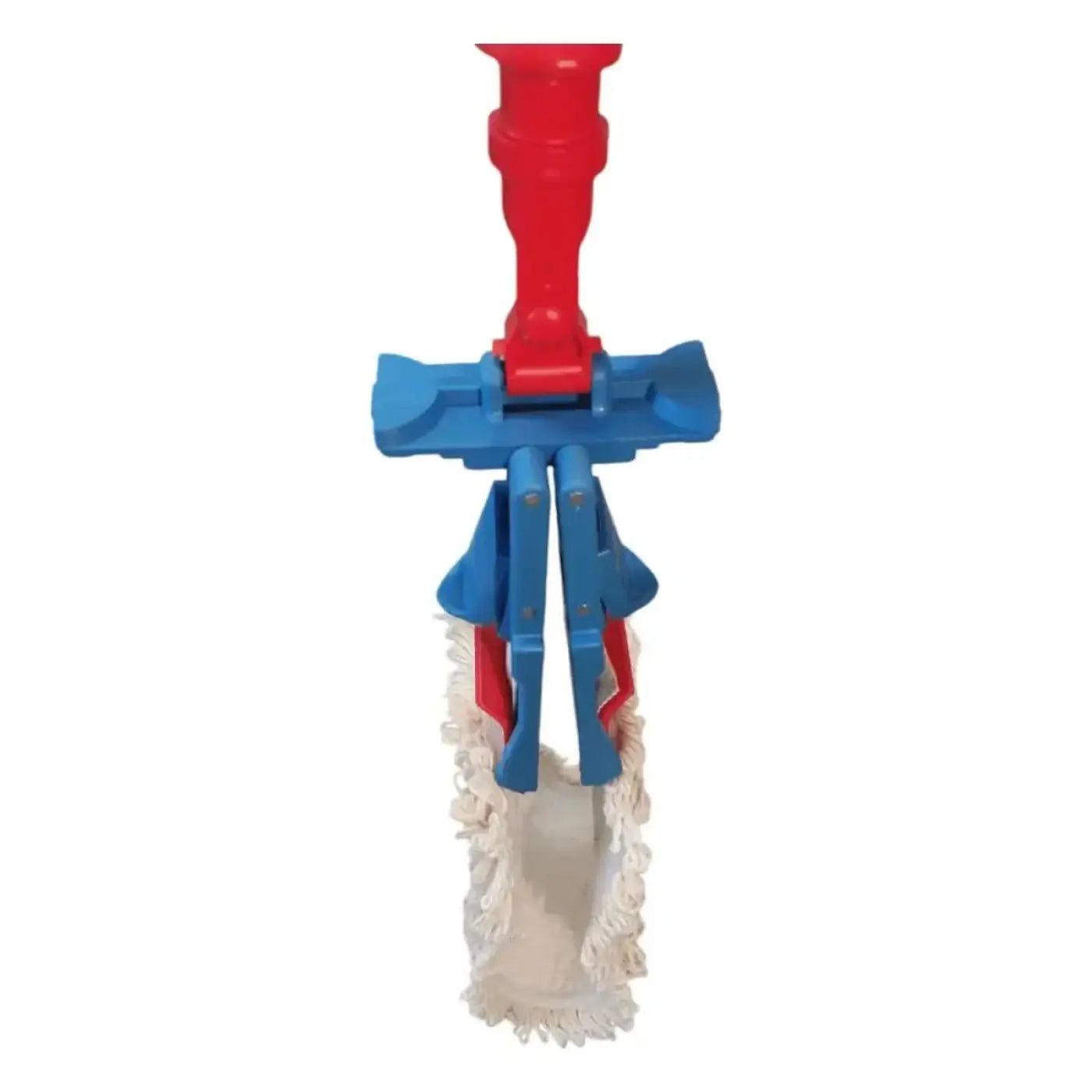 Floorstar klapphalter mit rotem und blauem kunststoffgriff und weißem mikrofaser-wischkopf 40 cm