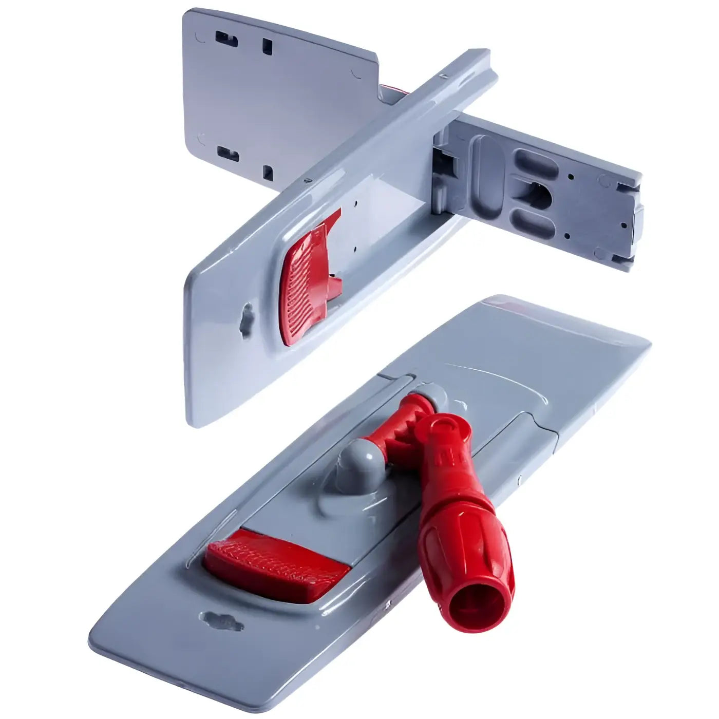 Floorstar premium profi mopphalter klapphalter aus grauem und rotem kunststoff mit abnehmbarem griff für bodenreiniger