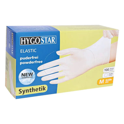 Hygostar Gants synthétiques vinyle sans poudre Elastic 100 pièces