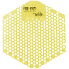 Gelbes sechseckiges fre-pro frischer geruch kontrolle matten urinaleinlage für urinalsieb mit duft von frepro wave 3d