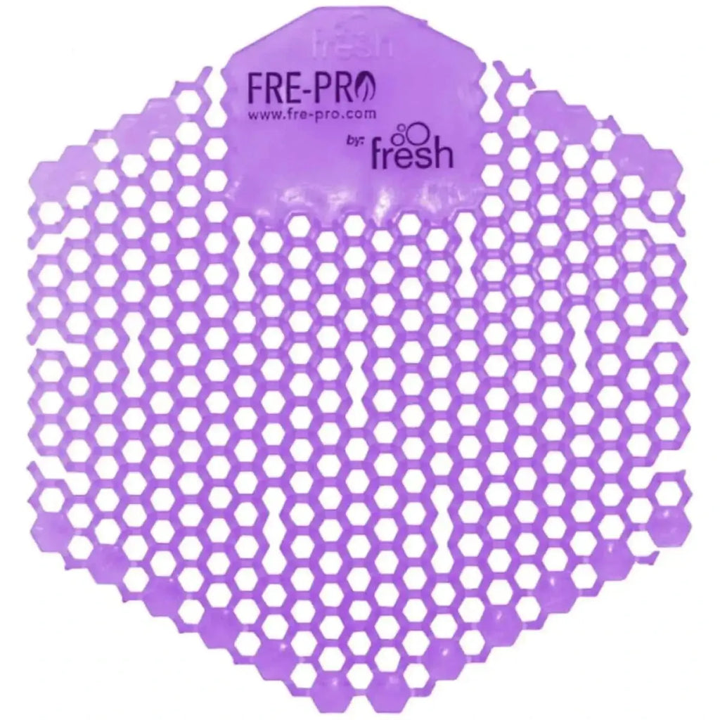 Lila sechseckige fre-pro frische geruchskontrollmatte für die frepro wave 3d urinaleinlage urinalsieb mit duft