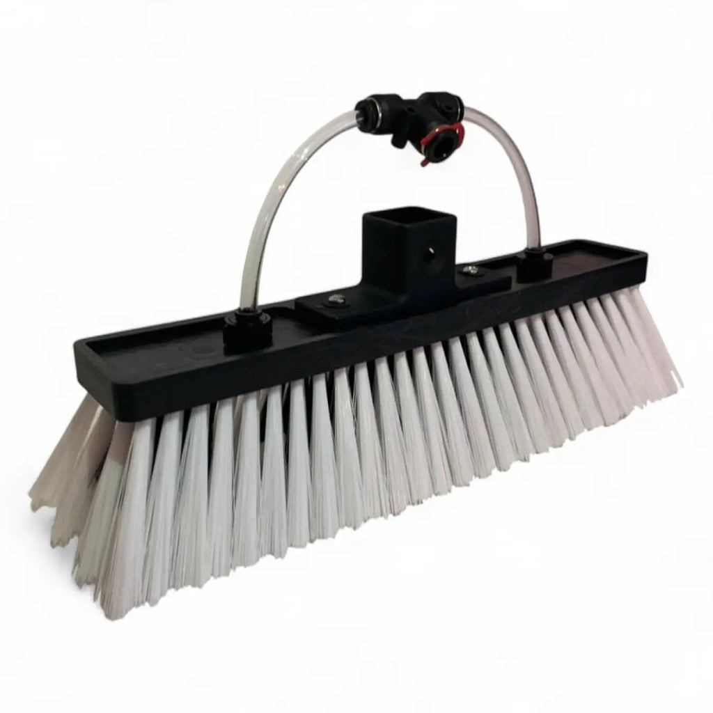 Gardiner bürste super lite medium 26 cm mit schwarzem kunststoffgriff und dichten weißen borsten und transparenter schlauchhalterung