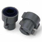 Grauer kunststoffanschluss für autos mit dunkelblauer innerer dichtung gardiner düsen quick release paar