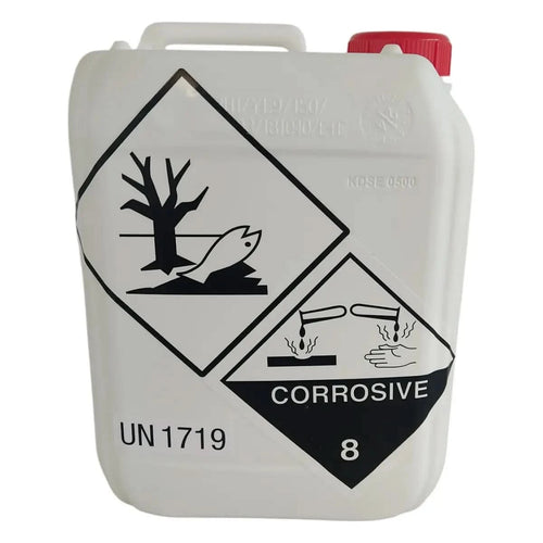 Kanister mit HMK R160 Schimmel-Ex von HMK Möller-Stone-Care, starkes Reinigungsmittel gegen Schimmel, korrosiv und umweltschädlich.