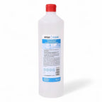 Eine klare plastikflasche mit rotem verschluss und blauer etikettierung enthält 1 liter hygoclean alkoholfreie schnelldesinfektion