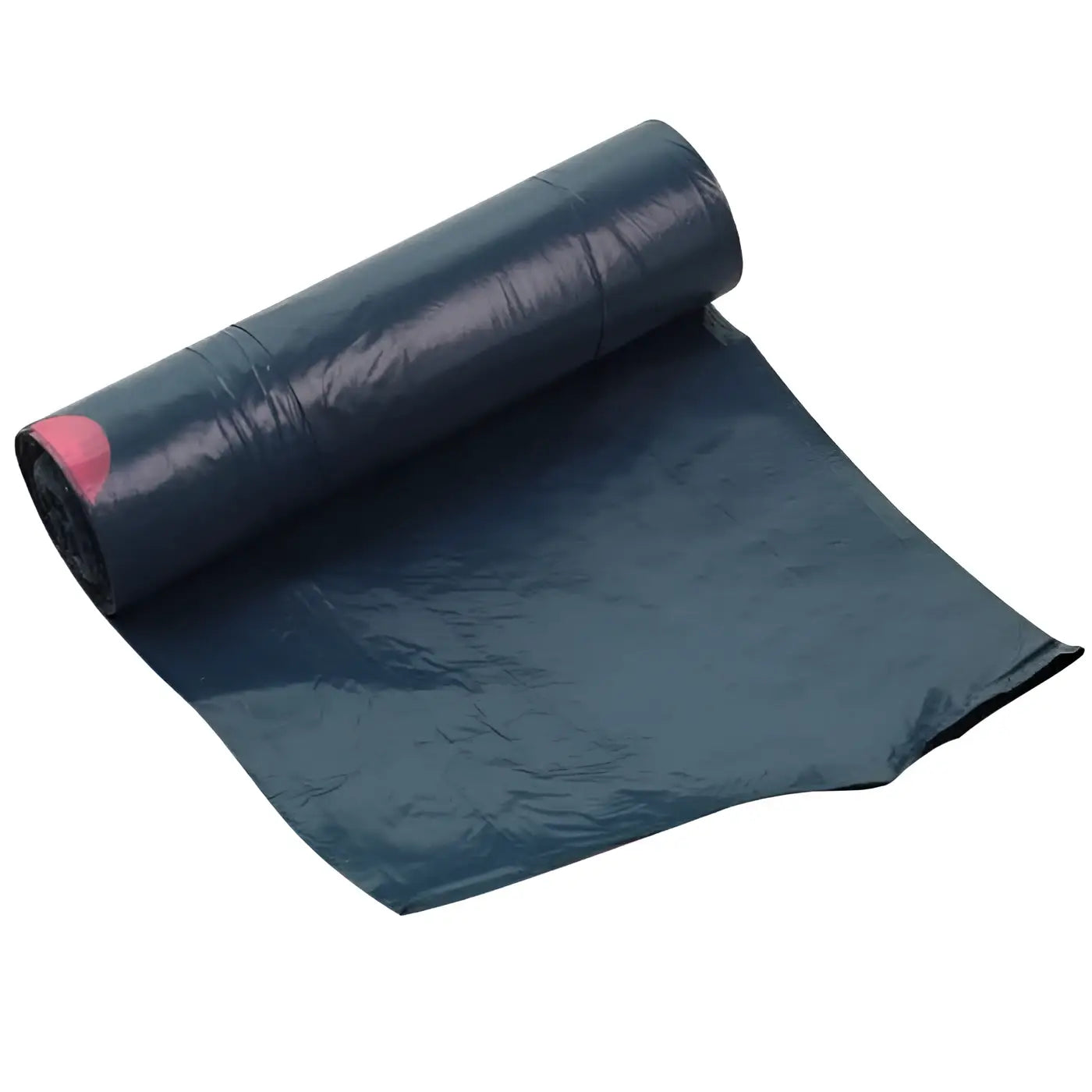 HygoClean Müllbeutel 30l aus ldpe in dunkelblau mit zugband, teils entrollt und kleinem pinken rundem marke am rand