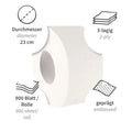 Hygoclean toilettenpapier jumbo 3-lagig weißes 3-ply zellulosepapier mit 23 cm durchmesser und geprägter oberfläche