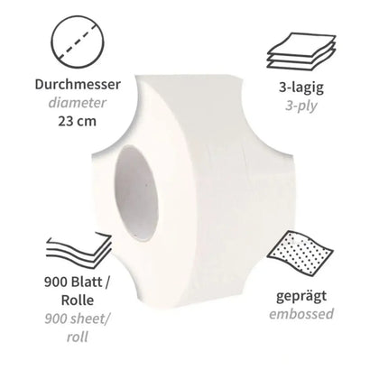 HygoClean Papier Toilette, Jumbo, 3 plis Cellulose