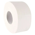 Eine rolle hygoclean toilettenpapier jumbo 3-lagig aus weißer weicher zellulose mit glatter oberfläche und sauberen kanten