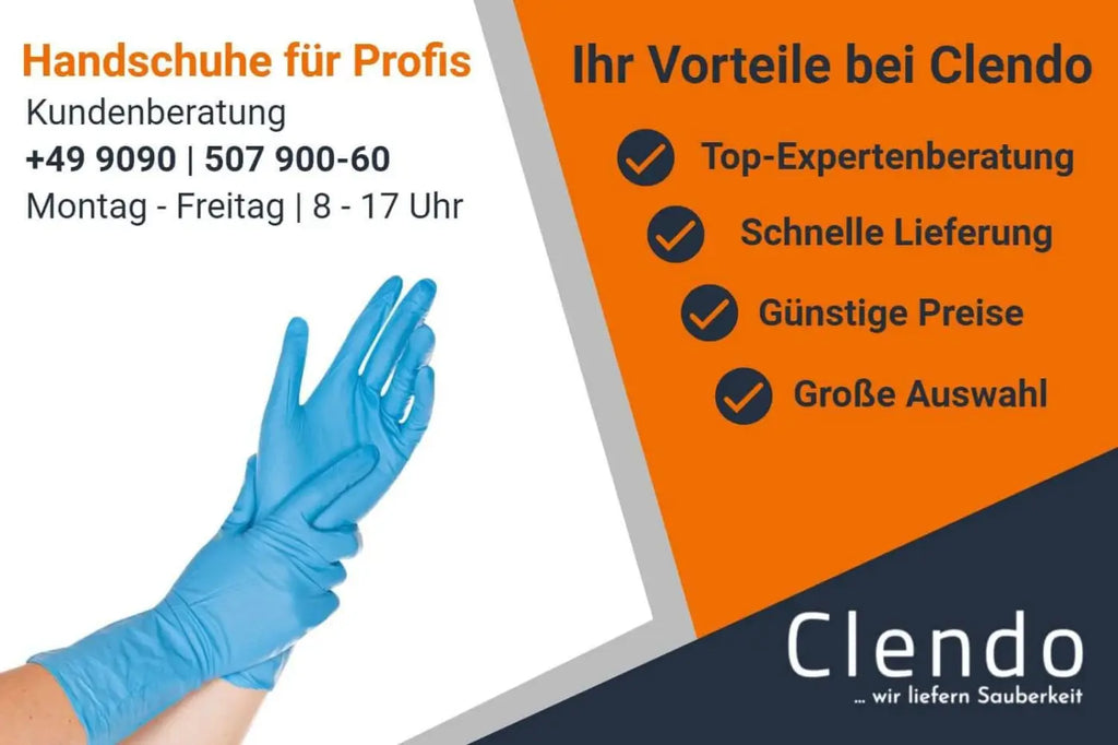 Hygostar extra safe superlong nitril-handschuhe blau getragen an hand aus latexfreiem material