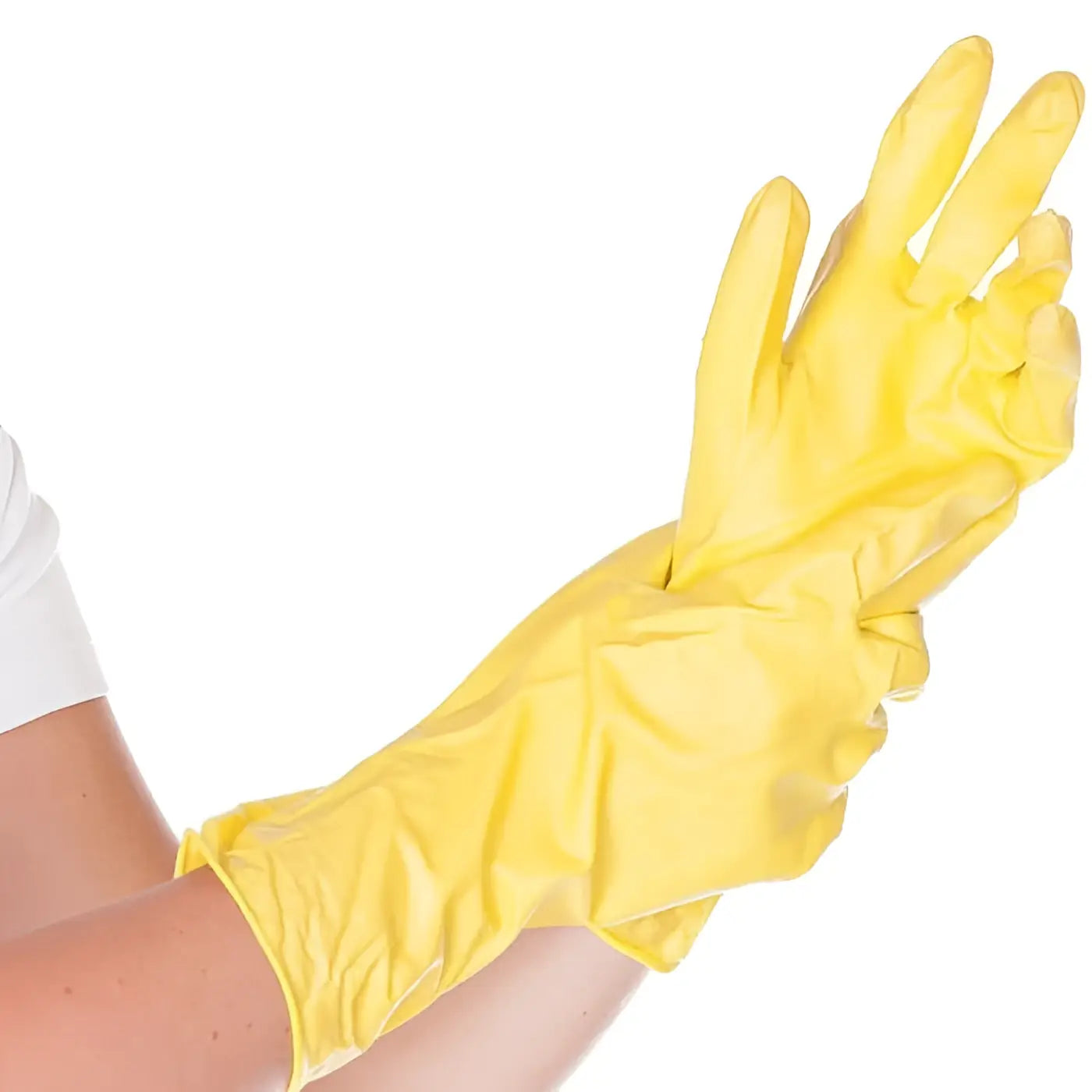 Hygostar gummihandschuhe vera standard bright yellow rubber gloves with a smooth slightly glossy finish