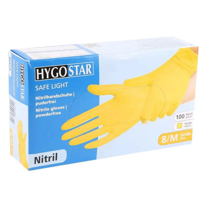 Gants en nitrile Hygostar "Safe Light" Jaune 100 pièces
