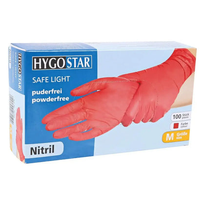 Gants en nitrile Hygostar "Safe Light" Rouge 100 pièces