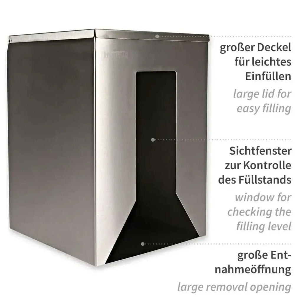 Hygo star spender für overalls und kittel aus edelstahl mit großem deckel und transparentem füllstandfenster