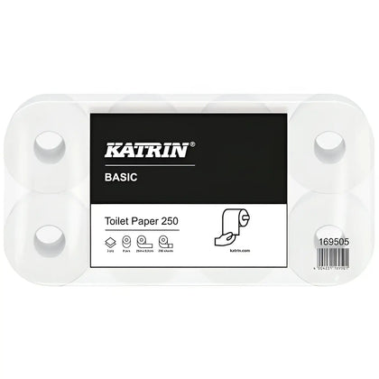 Papier toilette Katrin 250 feuilles blanc naturel 2 plis 8x8 rouleaux