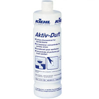Weiße plastikflasche von kiehl aktiv-duft air freshener konzentrat für sanitäre bereiche 1l