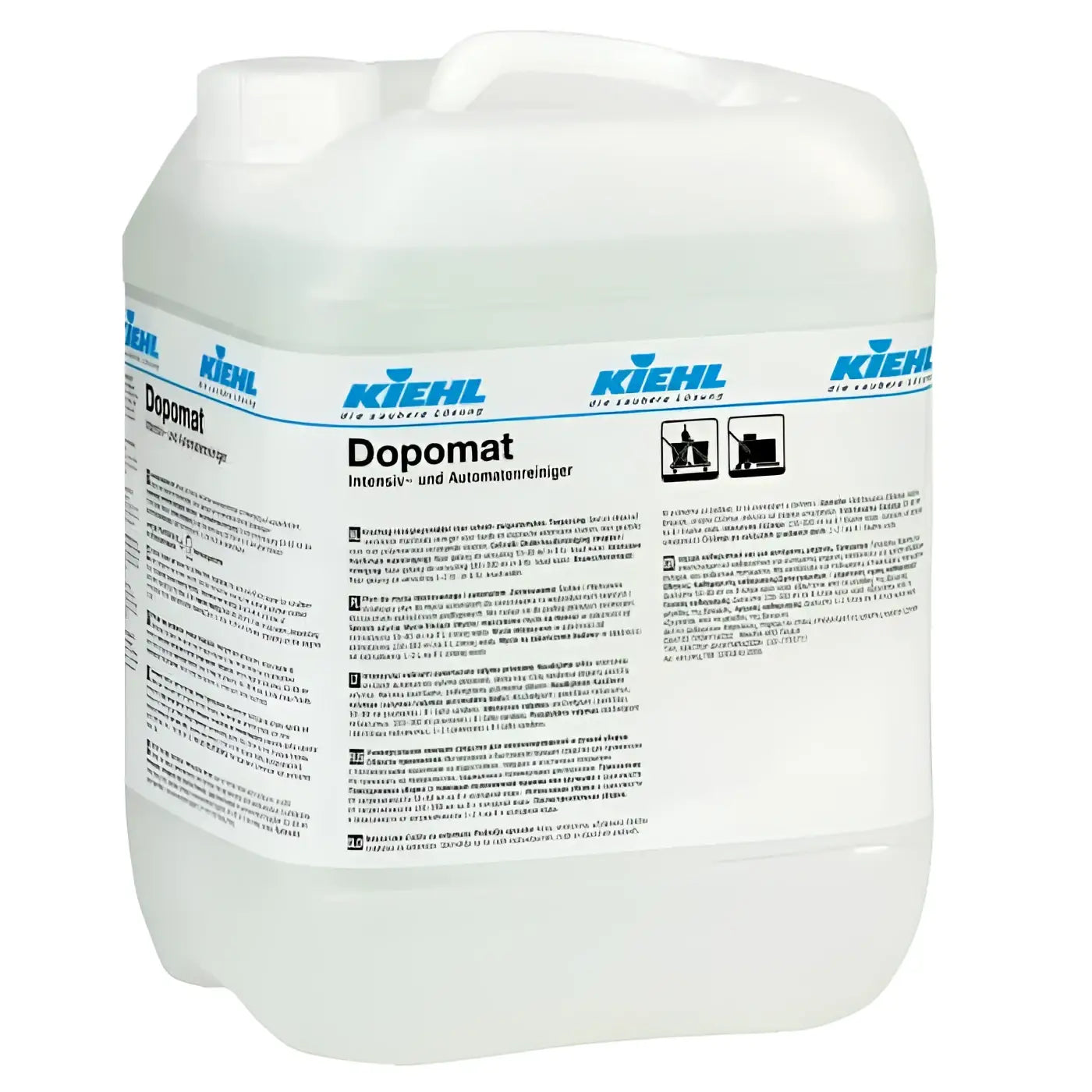 Weißer plastikkanister kiehl dopomat intensiv- und automatenreiniger 10l für professionelle reinigung