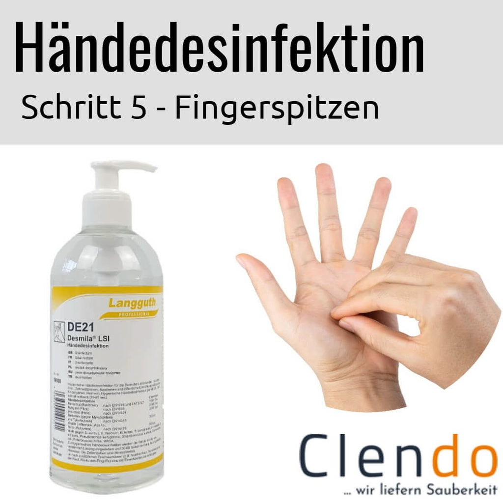 Klare kunststoffflasche mit weißem pumpspender und gelbem etikett langguth desmila lsi handdesinfektion 500ml