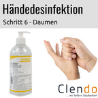 Klare plastikflasche langguth de21 desmila lsi handdesinfektion 500ml mit weißem pumpspender und gelbem etikett