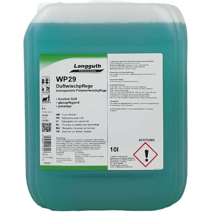 Tealfarbener 10 liter kunststoffkanister langguth professional wp29 transparenter polymer bodenreiniger