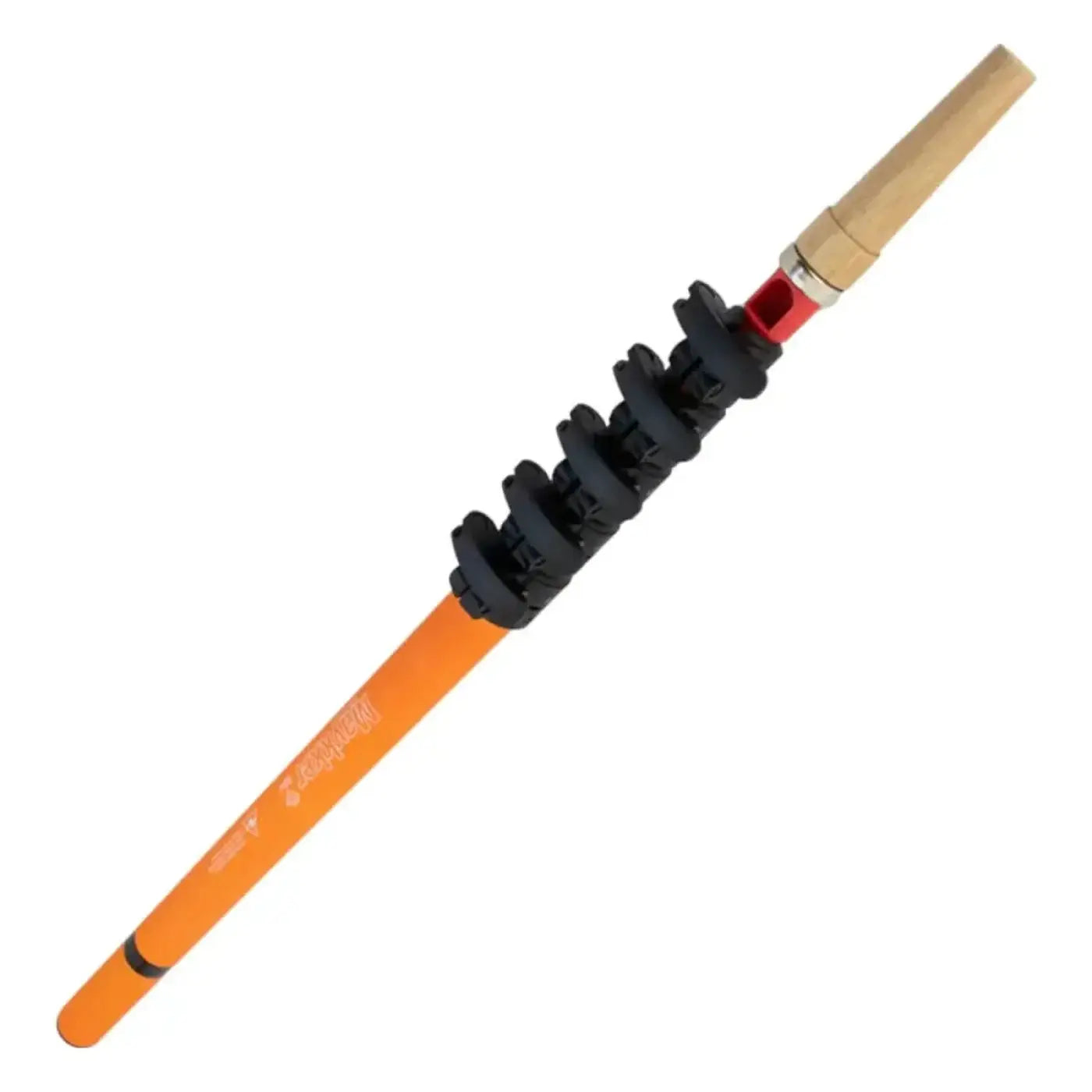 Maykker mini pure carbon teleskopstange orange kunststoffstange mit schwarzem spiralkgriff und holzgriffende