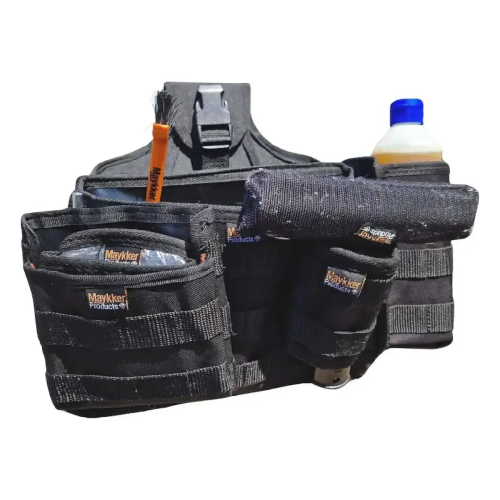 Schwarzer maykker smart bag smallpouch werkzeuggürtel mit mehreren fächern und verstellbaren riemen