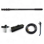 Schwarze aluminium profi-teleskopstange von milury mit verlängerbarem druckwaschstab und milury markierung