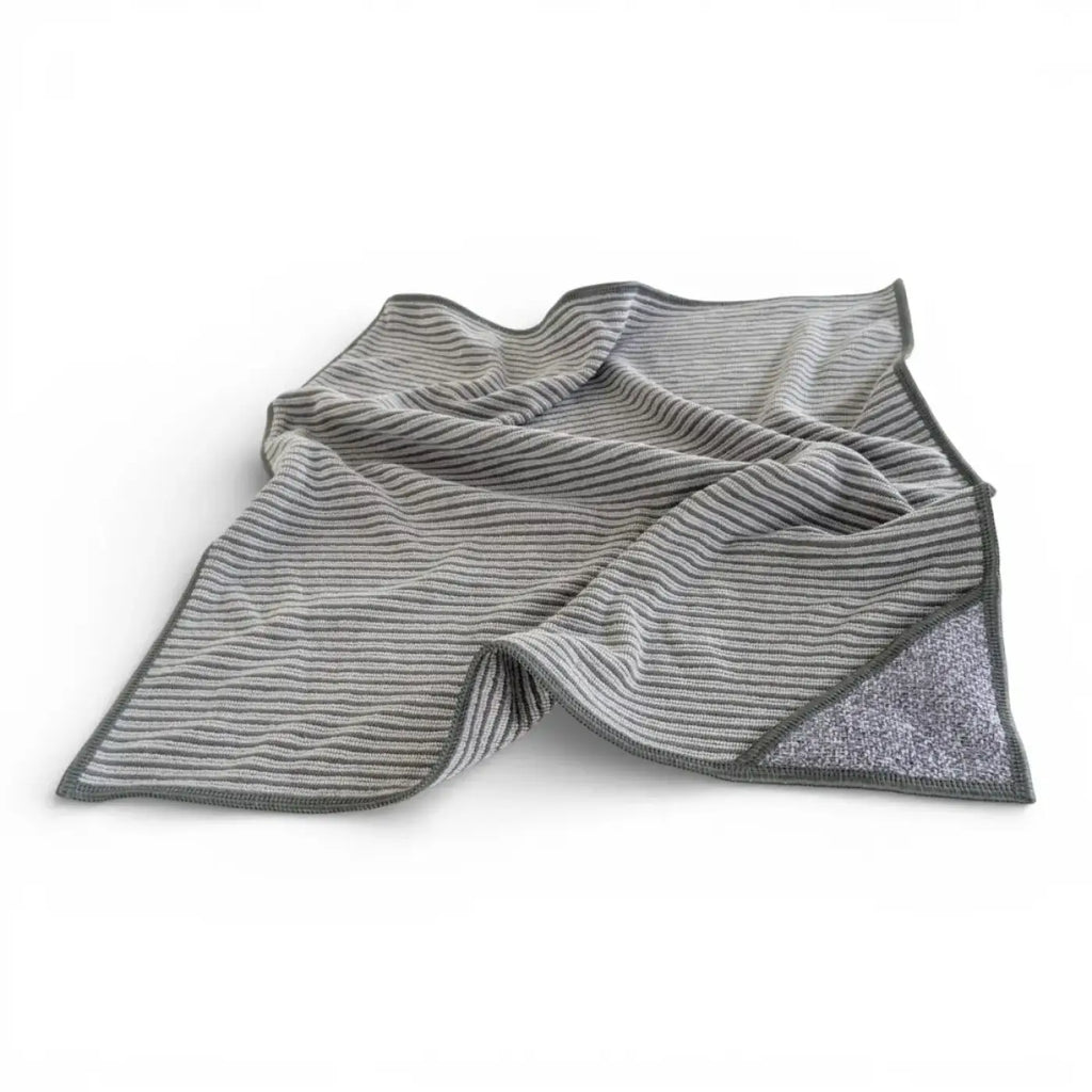 Moerman bambus fenstertuch 40x40cm grau gestreift mikrofasertuch mit strukturierter grauer ecke in 2er pack