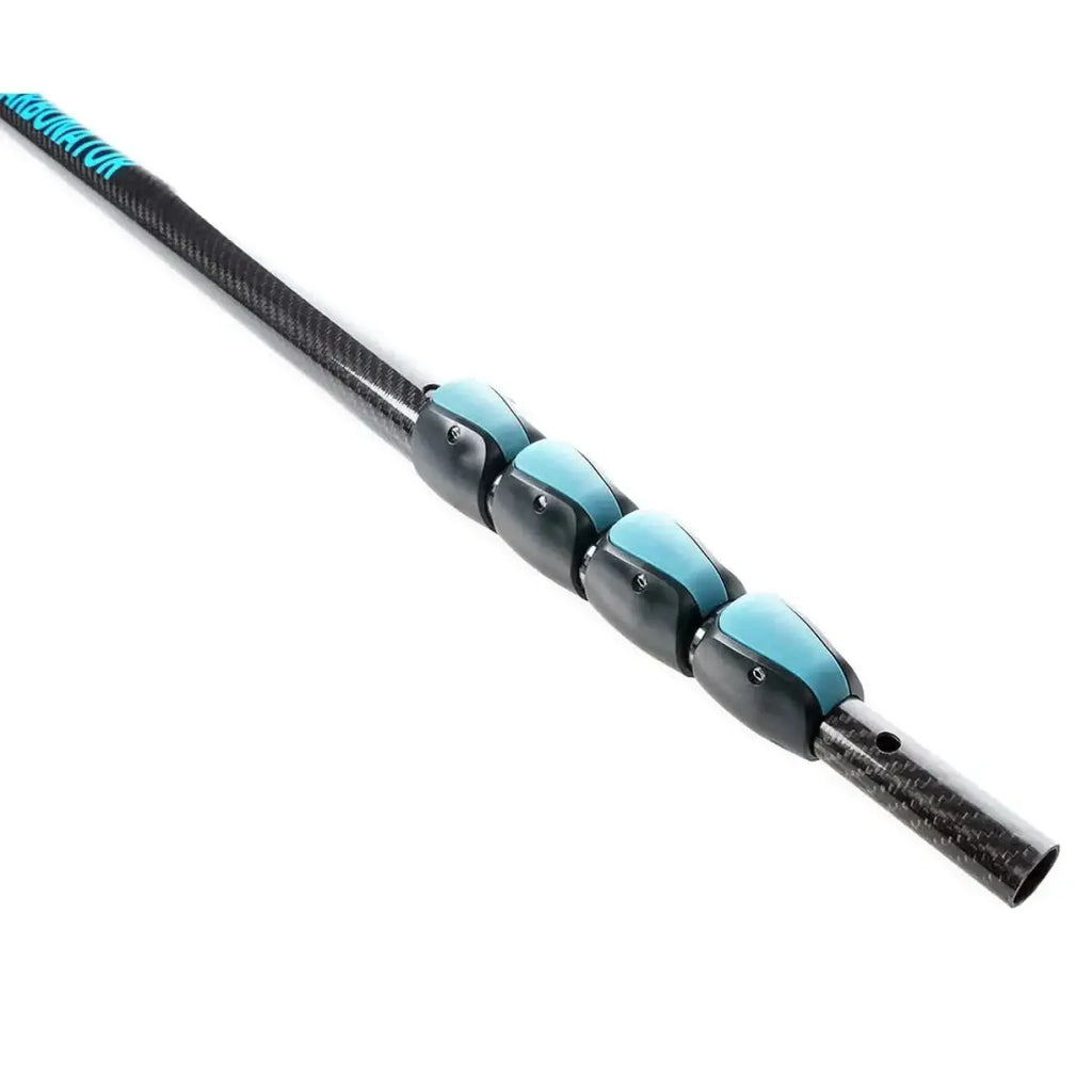 Moerman carbonator teleskopstange aus kohlefaser mit teal und schwarzen segmentverbindungen