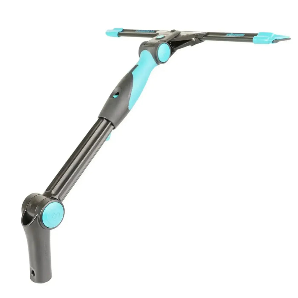 Teal und schwarzes verstellbares fensterreinigungswerkzeug mit ergonomischem griff moerman dr angle winkel adapter