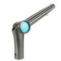 Grauer metallgriff mit türkisfarbigem knop und akzent am ende des moerman dr angle winkel-adapters