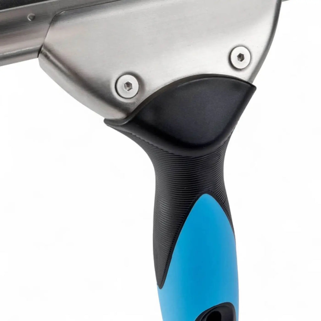 Moerman premium snapper 2.0 fensterwischer mit blauem und schwarzem ergonomischem griff und edelstahlkopf