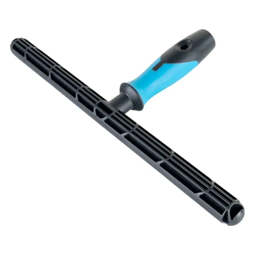 Moerman premium t-bar fenstereinwascher träger mit schwarzem kunststoff-wischer und ergonomischem türkis-schwarzem griff