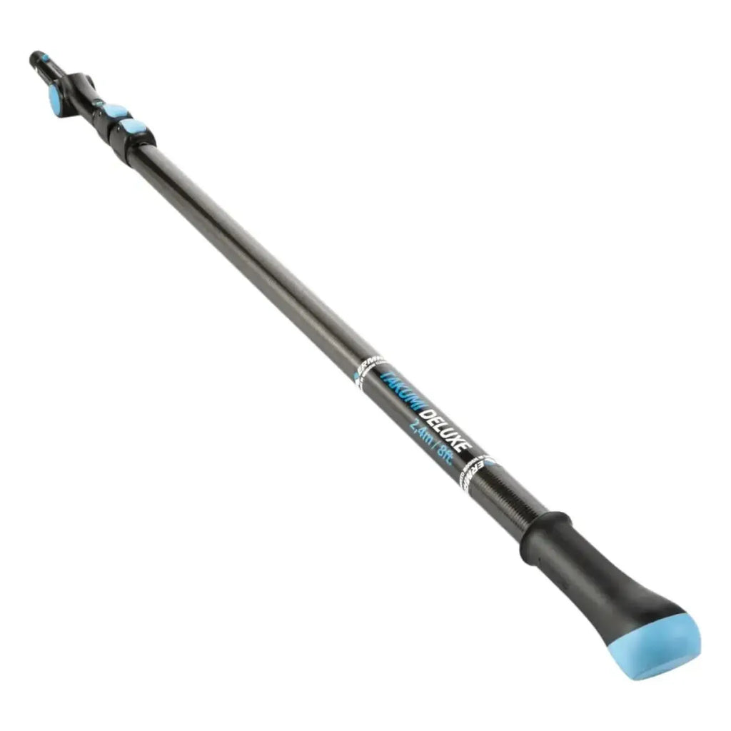 Moerman takumi deluxe teleskopstange 2,4 m in schwarz und hellblau mit rutschfestem griff und 3 meter unterteil farum deluxe