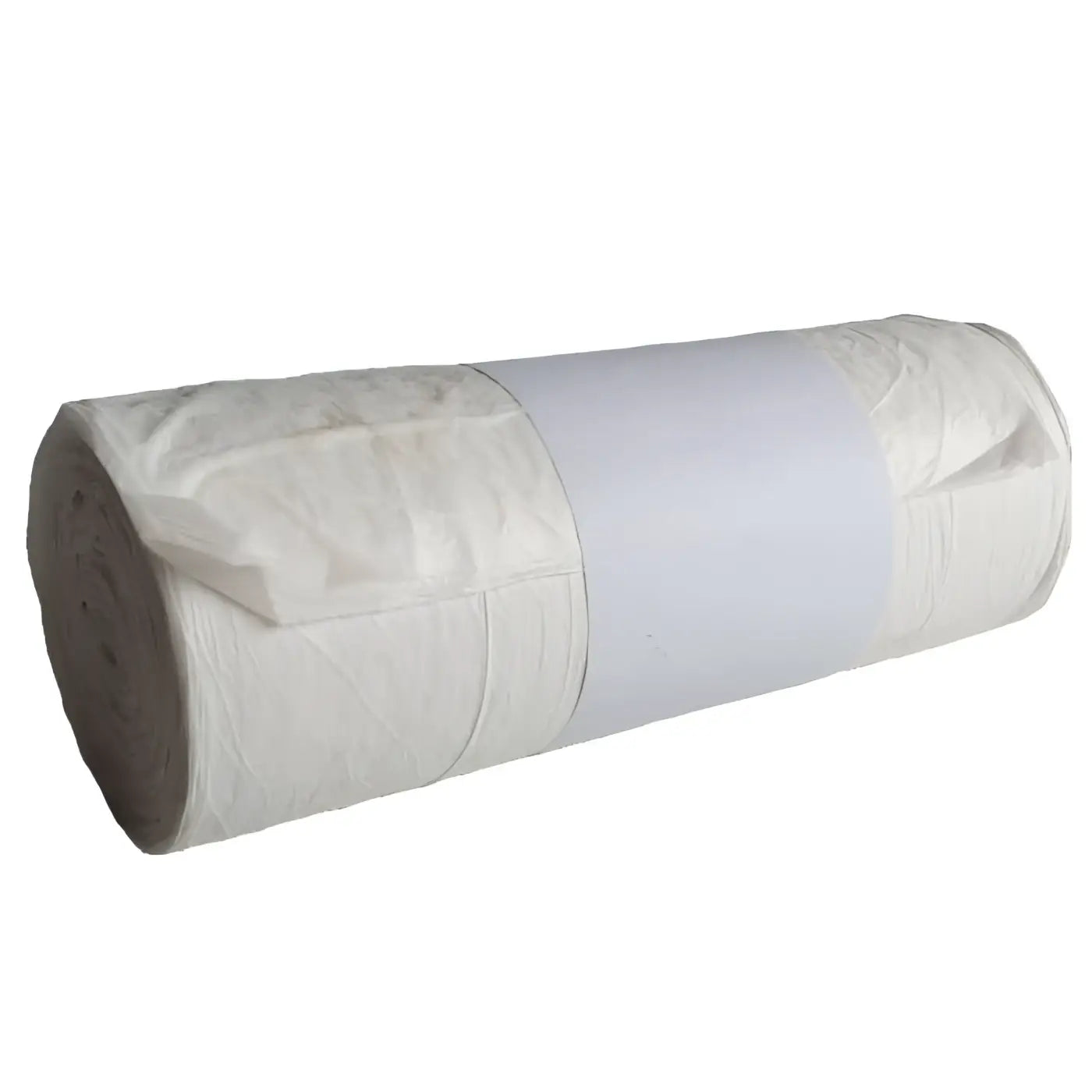 Ein zylindrischer roll weißer müllbeutel hostess 90l 20µ 40 stück, sauber gewickelt und mit band gesichert