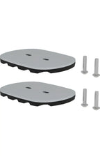 Munk nivello-fußplatte mit grauen ovalen skateboard-deck-pads und schwarzen gummirändern mit vier silberschrauben