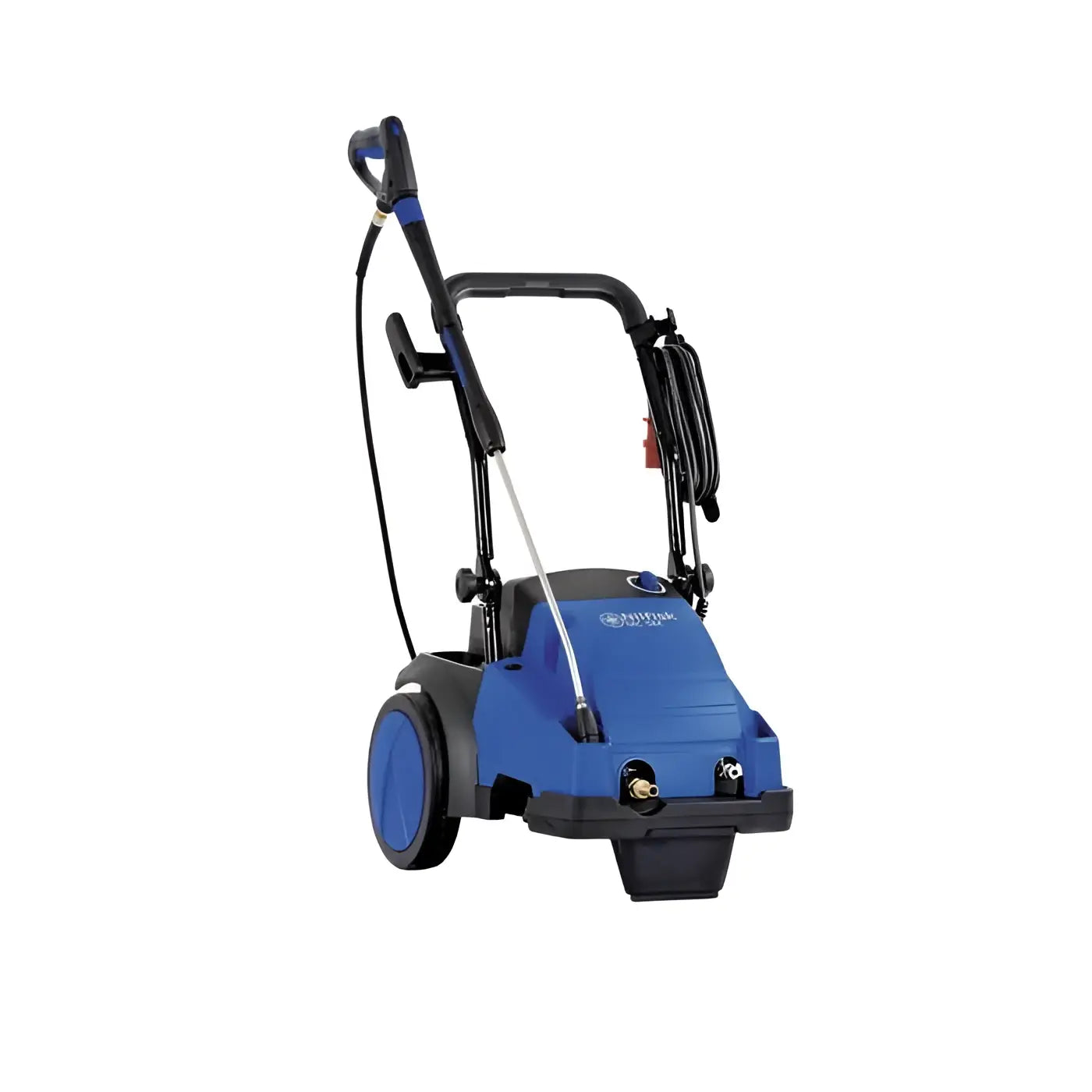 Nilfisk hochdruckreiniger mc 5m-180/840 blau und schwarz mit griff schlauch und rädern zu reinigungszwecken
