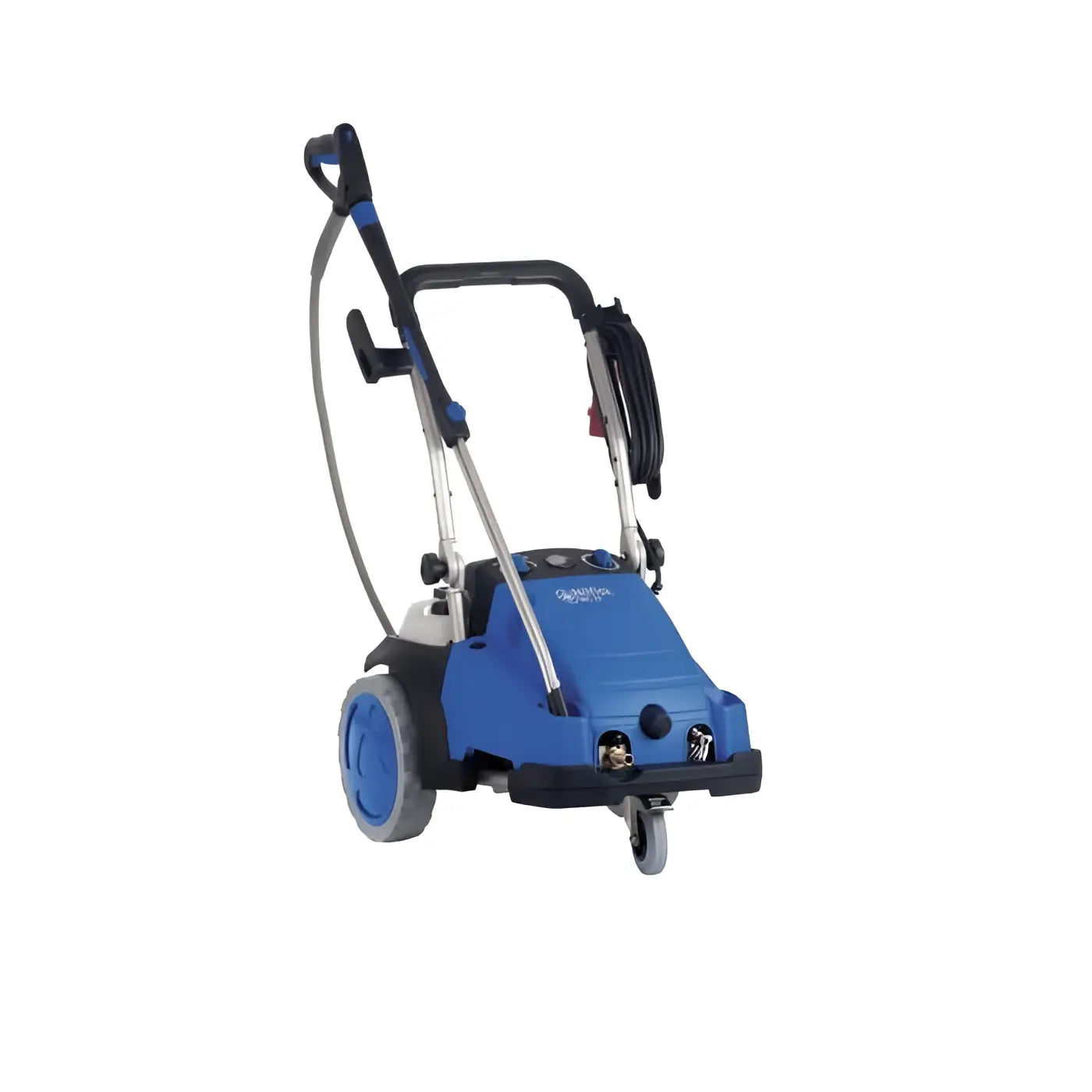 Nilfisk hochdruckreiniger mc 7p-195/1280 f blau-schwarz mit griff, schlauch und rollen für einfache mobilität